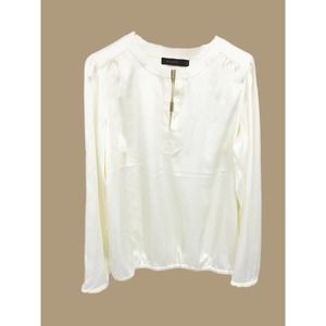 The Limited Cream Ivory Shinny Soft Blouse Long Sleeve Size L